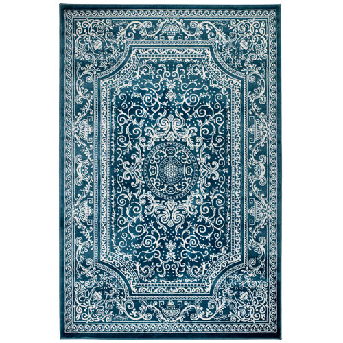 Bungalow Rose Davis Oriental Cobalt Blue Area Rug & Reviews Wayfair